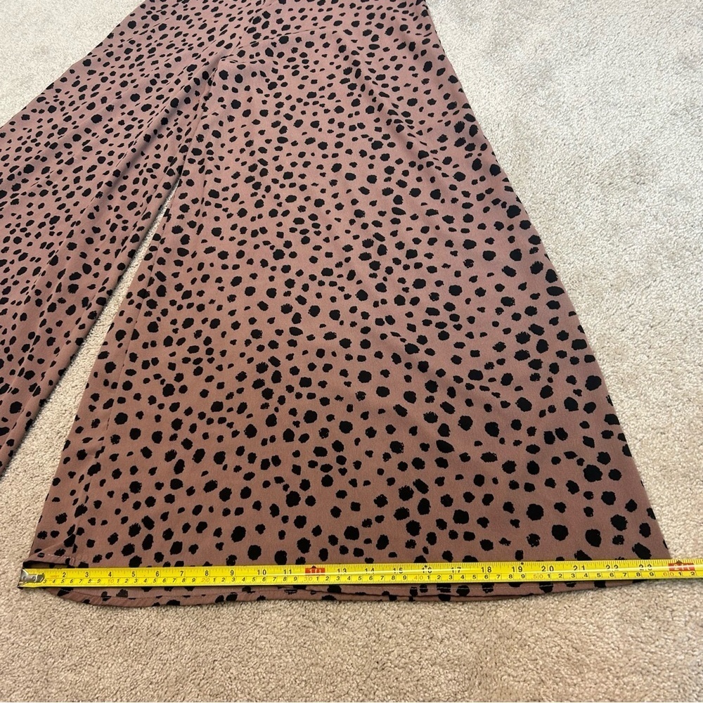brown black Animal leopard Print High-Rise wide leg Culottes Sz M - Picture 10 of 13